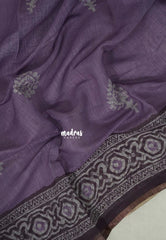 Muted Lavender - Pragathi - Linen Cotton Saree with Batiq Prints - Best for Office Wear | Casual Wear