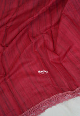 Muted Crimson Red with Heavy Lace - Linen Cotton Saree with Heavy Lace Embroidery - Perfect for Office Wear | Summer wear | Casual Wear