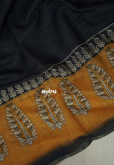 (PRE-BOOKING) Ebony Black - Pragathi - Linen Cotton Saree with Jaipur Prints - Best for Office Wear | Casual Wear