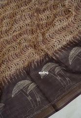 Mustard Brown - Linen Cotton Saree Digital Prints with Tissue Border - Perfect for Office Wear | Summer wear | Casual Wear