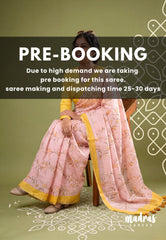 (PRE-BOOKING) Blushing Peach - Pragathi - Linen Cotton Saree Flower Prints with Contrast Blouse and Tiny Border - Perfect for Office Wear | Summer wear | Casual Wear