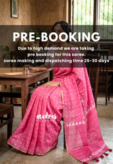 (PRE-BOOKING) Cotton Candy Pink - Pragathi - Linen Cotton Saree Square Box Buttas Print with Contrast Blouse - Perfect for Office Wear | Summer wear | Casual Wear
