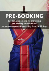 (PRE-BOOKING) MS Amma Blue - Chandrika - Ikkat Pochampally Soft Silk Rettapet Border - Best for Small Functions