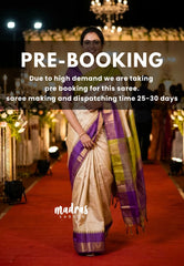(PRE-BOOKING) Sandal Beige with Purple - Roopa - Premium Chappa semi Tussar with Ganga Jamuna Border -  Perfect for Small Functions