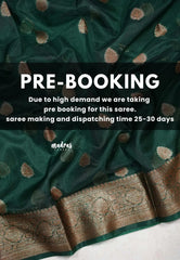 (PRE-BOOKING) Midnight Emerald Green - Soft Organza Silk with Zari Weaving with Banarasi Antique Border - Best for wedding reception