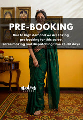 (PRE-BOOKING) Bottle Green - Aathini - Kannada Letters Handblock Printed Bamboo Cotton Double Blouse Combo