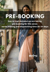 (PRE-BOOKING) Bluish Grey with Peach - Linen Cotton Saree with Half and Half Design - Best for Office Wear | Casual Wear