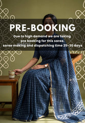 (PRE-BOOKING) Midnight Blue - Pragathi - Linen Cotton Saree with Jaipur Prints - Best for Office Wear | Casual Wear