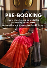 (PRE-BOOKING) Strawberry Orange Popsicle - Linen Cotton Saree with Gradient Ombre tone with Stripes Pallu and Blouse - Perfect for Office Wear | Summer wear | Casual Wear