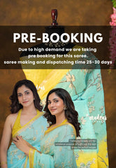 (PRE-BOOKING) Losliya Inspired Soft Linen Cotton Saree with Aqua Blue & Floral Prints
