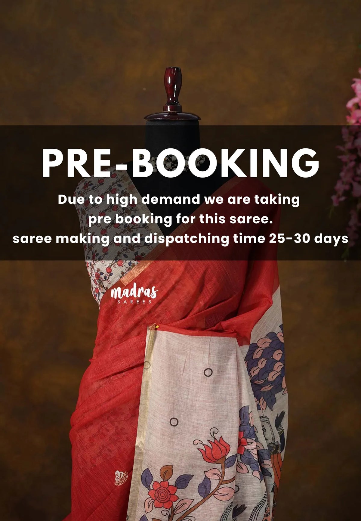 (PRE-BOOKING) Brick Red - Premium Linen Cotton Saree Kalamkari Pallu and Blouse - Best for Small Functions