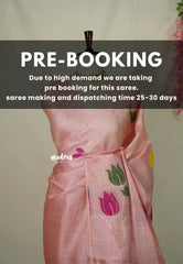 (PRE-BOOKING) Baby Pink - Handloom Pure Tussar Silk Jamdani Saree - With Silk Mark Certificate