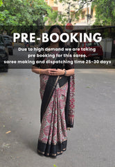 (PRE-BOOKING) Multicolor with Black - Premium Ajrakh Modal Style Printed Silk with Rettapet Rudraksham Border - Best for Small Funtions