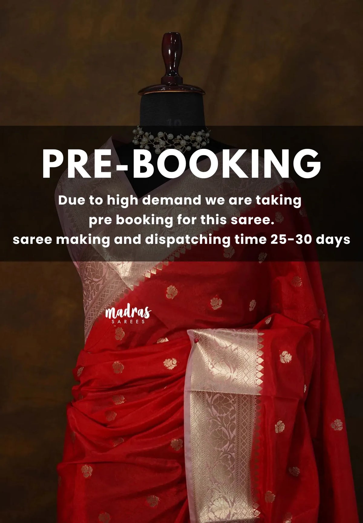 (PRE-BOOKING) Classic Rich Red with peach border - Durga - Banarasi Soft Katan Silk - Best for small functions