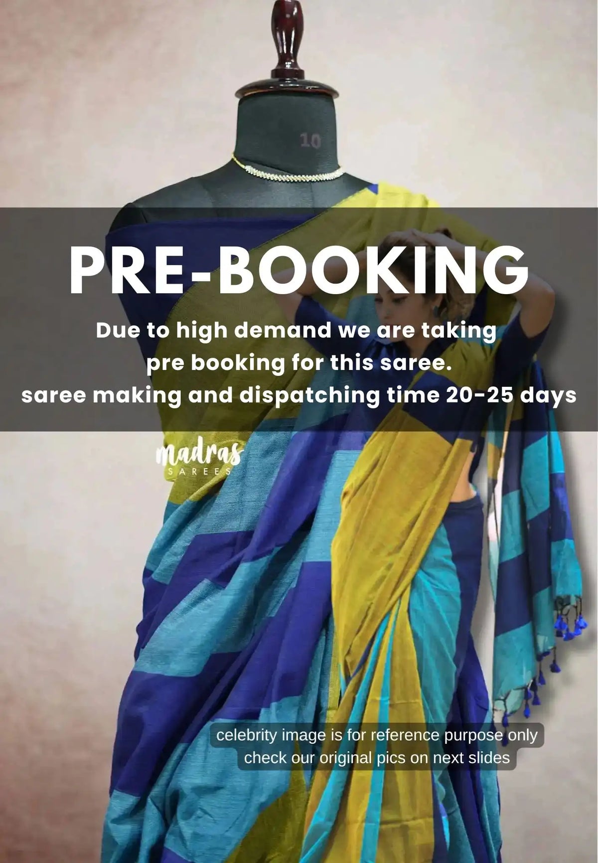(PRE-BOOKING) Blue & Olive Tone - Leela -  Breezy Summer series – Soft Khadi Saree