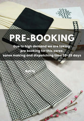 (PRE-BOOKING) Halfwhite with Black blouse - Sowmiya - Organic Bamboo Cotton checks half and half prints
