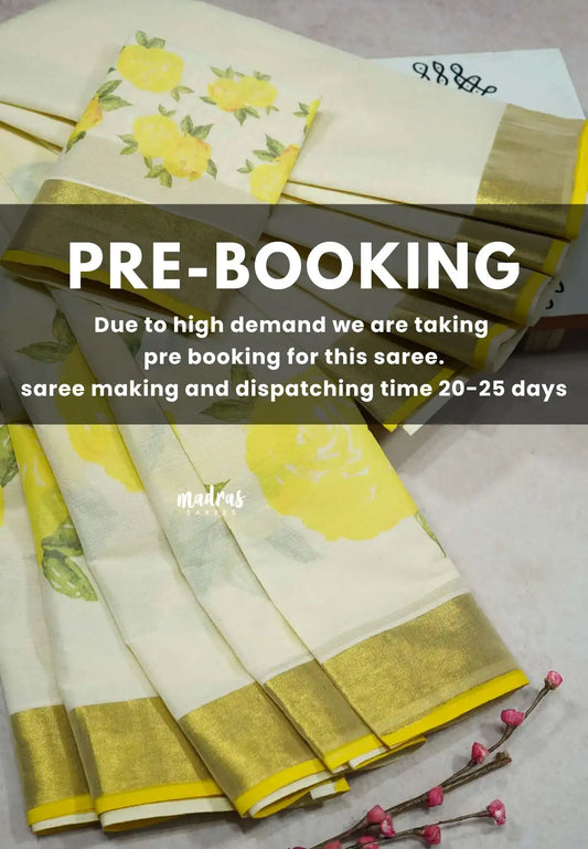(PRE-BOOKING) Halfwhite - Sowmiya - Organic Bamboo Cotton Digital prints with tissue border