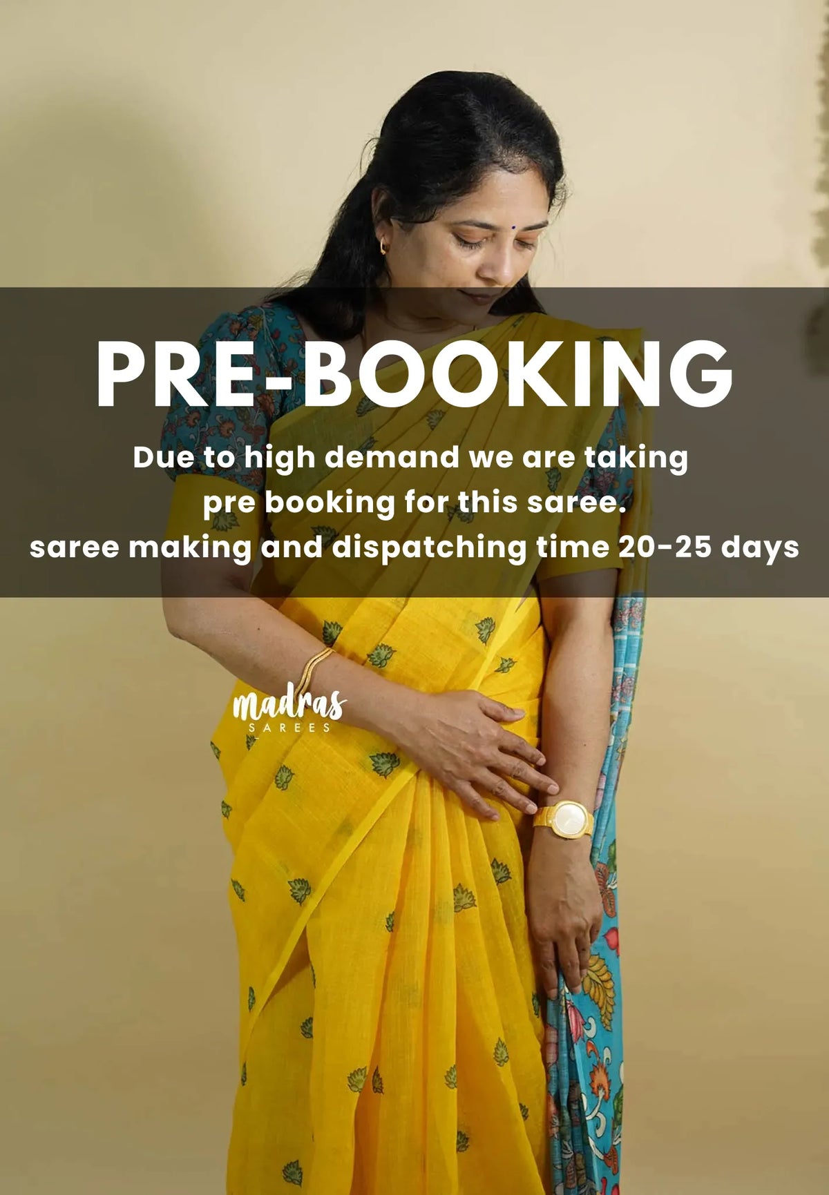 (PRE-BOOKING) Mango Yellow - Light weight Linen cotton with kalamkari pallu and blouse