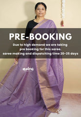 (PRE-BOOKING) Mild Lavender - Sithara - Semi Tussar saree grooves with buttas and Golden zari Border