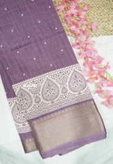 Premium printed silk checks weaving thilagam border - Dusty purple