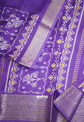 Premium printed silk trendy prints with antique border - Purple