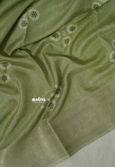 Pastel Green - Premium Printed Silk Floral Print with Zari Border - Best for Office Wear | Casual Wear