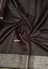 Orange Brown - Premium Printed Silk with Kalamkari prints with Zari Border