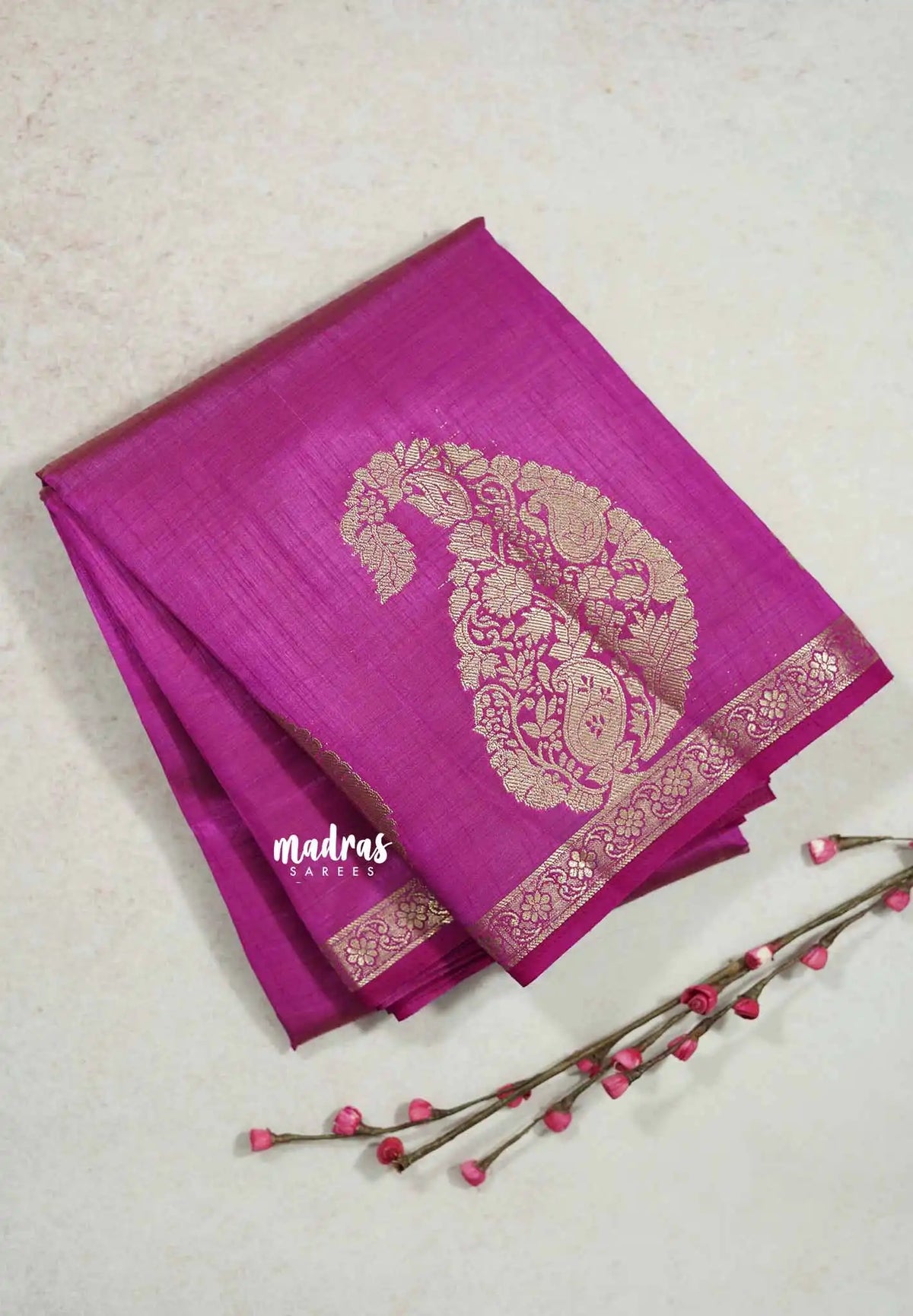 Magenta pink - Raaga - Lightweight Semi tussar saree wtih Mango border