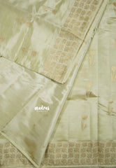 Cream white - Raaga - Premium Semi tussar with tulip weaving buttas
