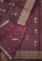 Winebrown - Raaga - Premium Semi tussar with tulip weaving buttas