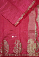 Reddish pink - Raaga - Lightweight Semi tussar saree wtih Mango border