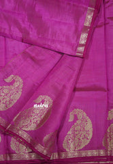 Magenta pink - Raaga - Lightweight Semi tussar saree wtih Mango border