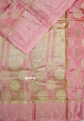 Baby pink - Raaga - Lightweight thread border Semi tussar with round buttas