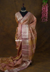 Dual Shade Onion peach and Blush - Raaga Premium Semi tussar Jamdani Weaving Body - Perfect for Night Functions