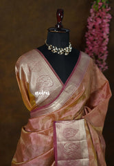 Dual Shade Onion peach and Blush - Raaga Premium Semi tussar Jamdani Weaving Body - Perfect for Night Functions