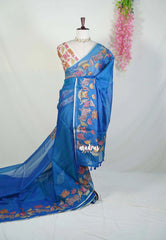 Royal Blue with Pichwai - Premium Kota Silk with Hand Painted Kalamkari Applique Work - Best for Office Wear | Hightea Party