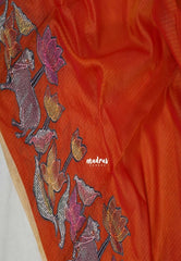 Persimmon Orange with Pichwai - Premium Kota Silk with Hand Painted Kalamkari Applique Work - Best for Office Wear | Hightea Party