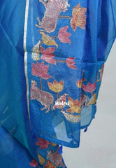 Royal Blue with Pichwai - Premium Kota Silk with Hand Painted Kalamkari Applique Work - Best for Office Wear | Hightea Party