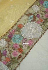 Creamy Butter Yellow - Shalini - Premium Super Net Saree with Embroidery and Organza Embroidery Border - Best for Office Wear / Hightea party