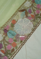 Creamy Pista Green - Shalini - Premium Super Net Saree with Embroidery and Organza Embroidery Border - Best for Office Wear / Hightea party