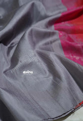 Pearl Grey - Kumudavalli - Pure Jute Silk Saree with Contrast Pallu and Blouse - Perfect for Wedding Functions