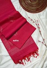 Raspberry Pink - Kumudavalli - Pure Jute Silk Saree with Flower Buttas - Perfect for Wedding Functions