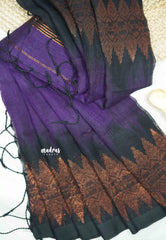 Thoolika - Organic linen hand woven Jamdani ikkat weaving - Violet purple