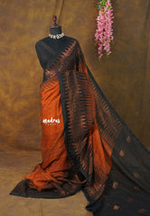 Burnt Copper - Thoolika - Organic linen hand woven Jamdani ikkat weaving - Perfect for Office Wear