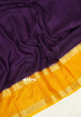 Plum Purple with Yellow - Viscose Georgette Saree with Rettapetta Border - Best for Functions Wear