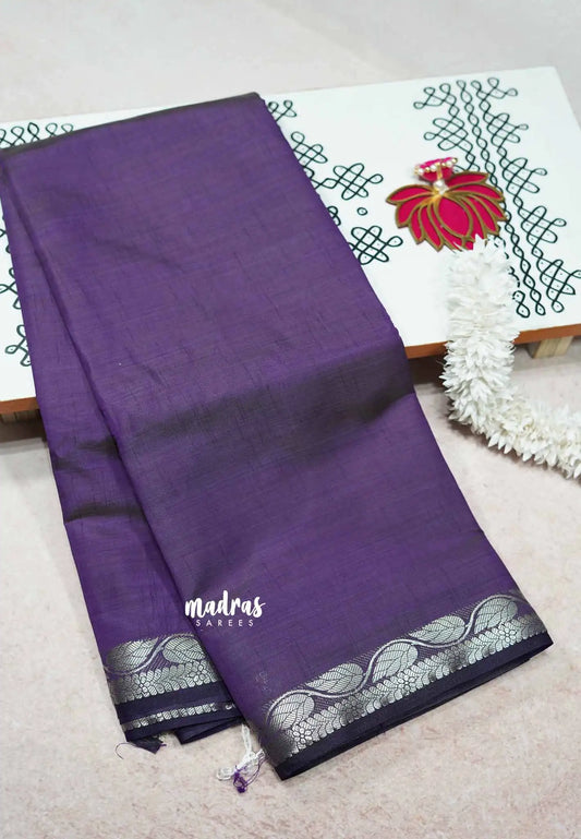 Jamun Purple - Raaga - Lightweight saree wtih silver leaf zari
