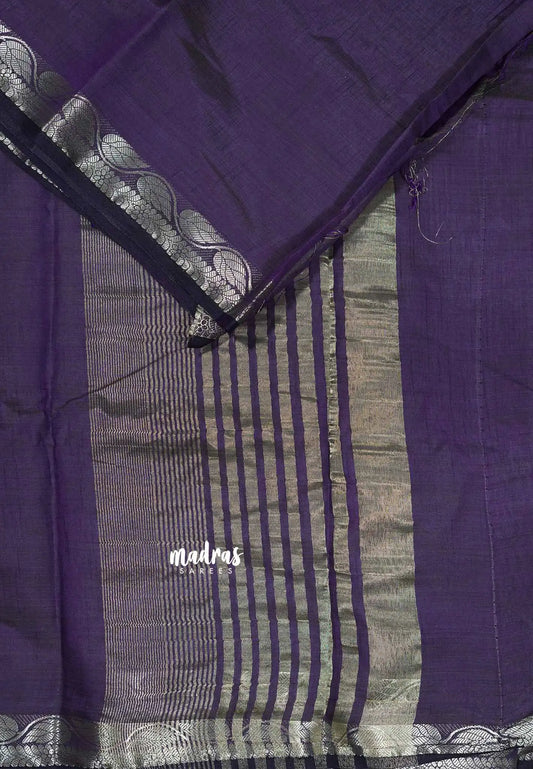 Jamun Purple - Raaga - Lightweight saree wtih silver leaf zari