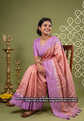Dual Shade Baby Pink and Lilac - Raaga - Semi tussar with Zari Border and 1000 Buttas - Best for Wedding Functions