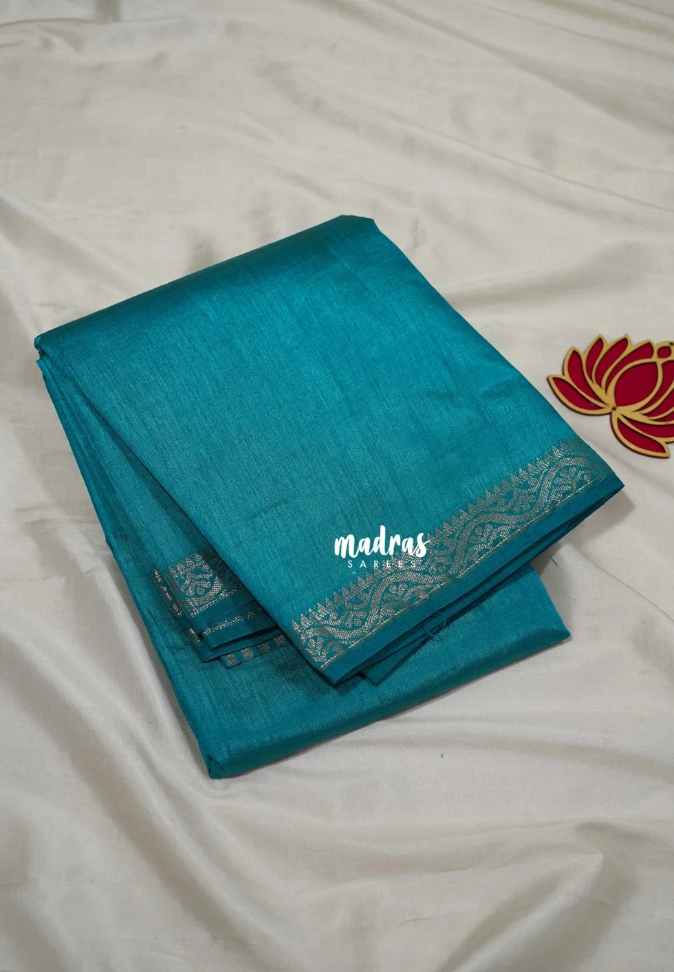 Teal Blue - Raaga - Lightweight Semi Tussar Saree with Small Border - Best for Small Functions
