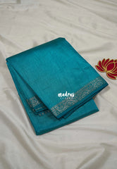 Teal Blue - Raaga - Lightweight Semi Tussar Saree with Small Border - Best for Small Functions
